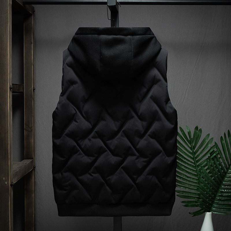 Winter Vest Men Casual Waterproof Warm Hooded Slash Pockets Sleeveless Coat Red Olive Black Color Plus Size 201120