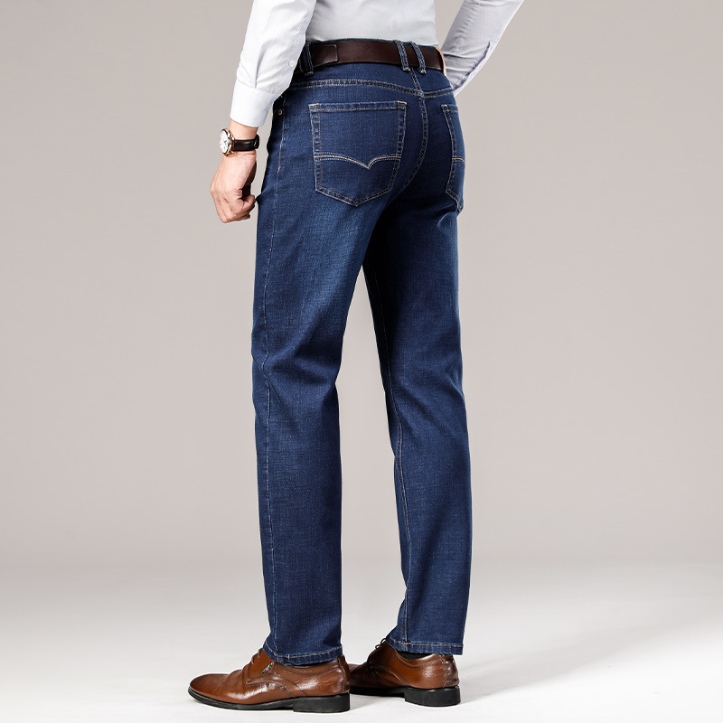 Men's Jeans Winter Fleece Pants Business Casual Trousers Fashion Elasticity Thicken Straight Work Men Pants 5Model Big Size 201123