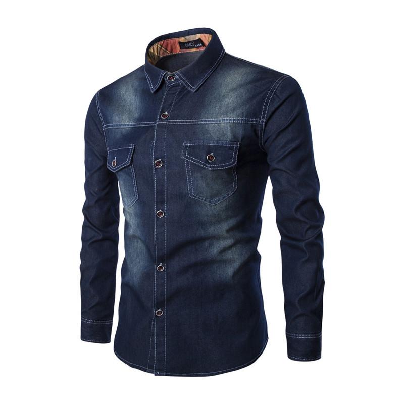 Denim shirt autumn Men Chest double pocket slim Long-sleeved jean shirt mens Single-breasted Cardigan Plus size Brand clothing, Light blue
Denim shirt autumn Men Chest double pocket slim Long-sleeved jean shirt mens Single-breasted Cardigan Plus size Brand clothing, Light blue