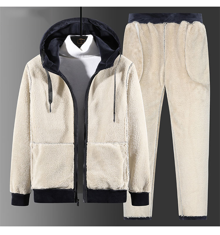 Winter Warm Tracksuits Men Hooded Set Velvet Thick Two Pieces Sets Jacket+Pants New Trend Mens Sportswear Casual Track Suit 201123