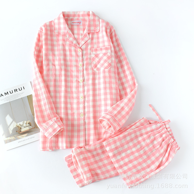 Men and Women Long Sleeves Pajamas Plaid Leisure Long Shirt Sleepwear Cotton Plus Size Sleep Set Matching Couples Home Pyjamas 201109