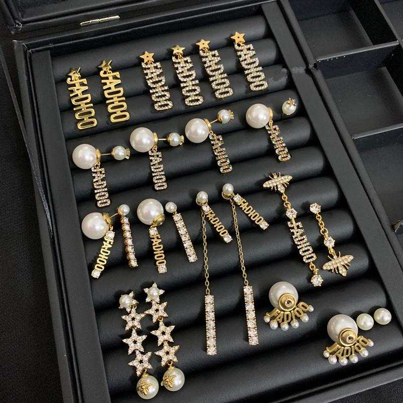 Fashion design D letter tassel earrings suitable for women's long and short crystal earrings jewelry
