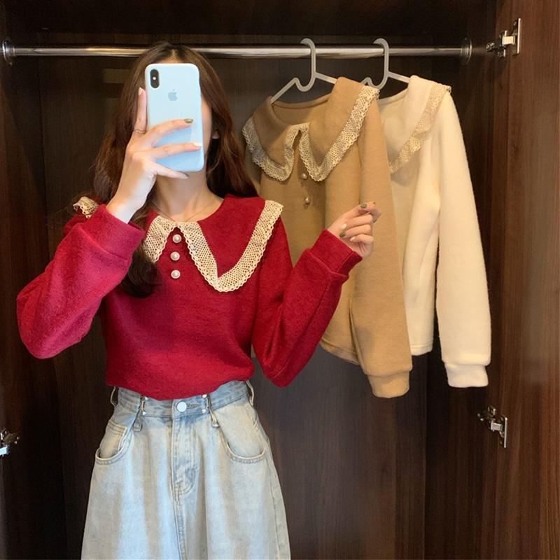 New Autumn Winter Clothes Women Korean Sweet Style Patchwork Lace Turn-down Collar Knitted Sweaters Female Long Sleeve Pullovers, Khaki
New Autumn Winter Clothes Women Korean Sweet Style Patchwork Lace Turn-down Collar Knitted Sweaters Female Long Sleeve Pullovers, Khaki