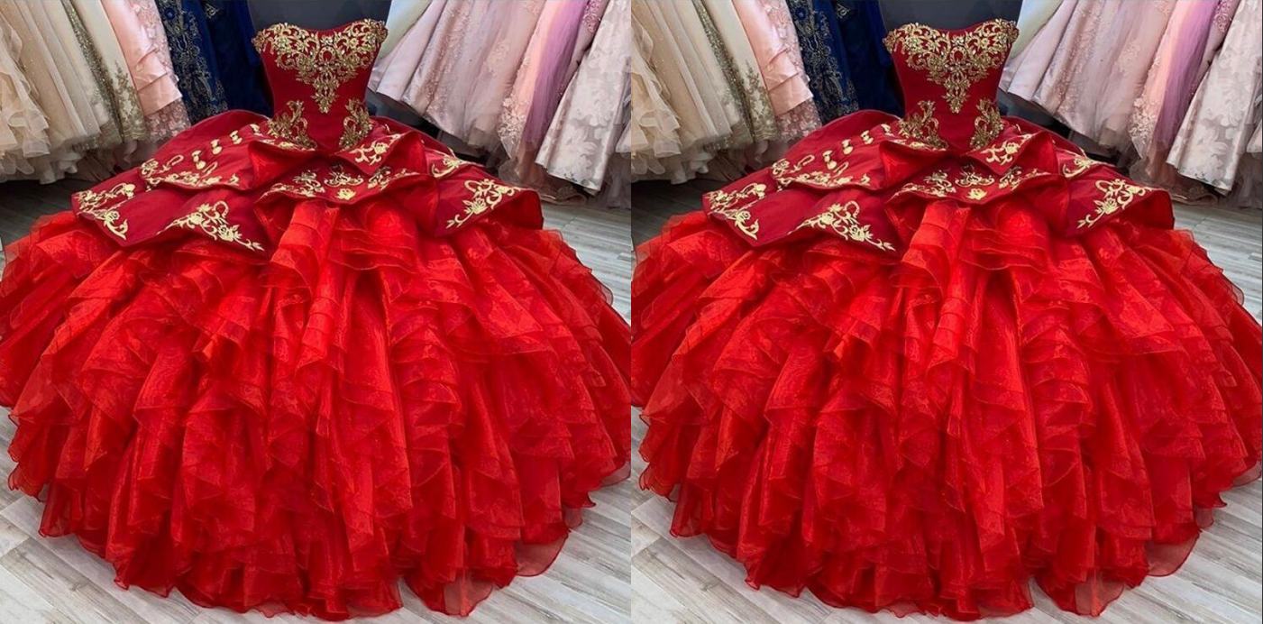 2022 Real Photo Red Gold Embroidery Ball Gown Quinceanera Dresses Organza Ruffles Beaded Sequins Sweet 16 Dress Vestidos 15 Anos, Green
2022 Real Photo Red Gold Embroidery Ball Gown Quinceanera Dresses Organza Ruffles Beaded Sequins Sweet 16 Dress Vestidos 15 Anos, Green