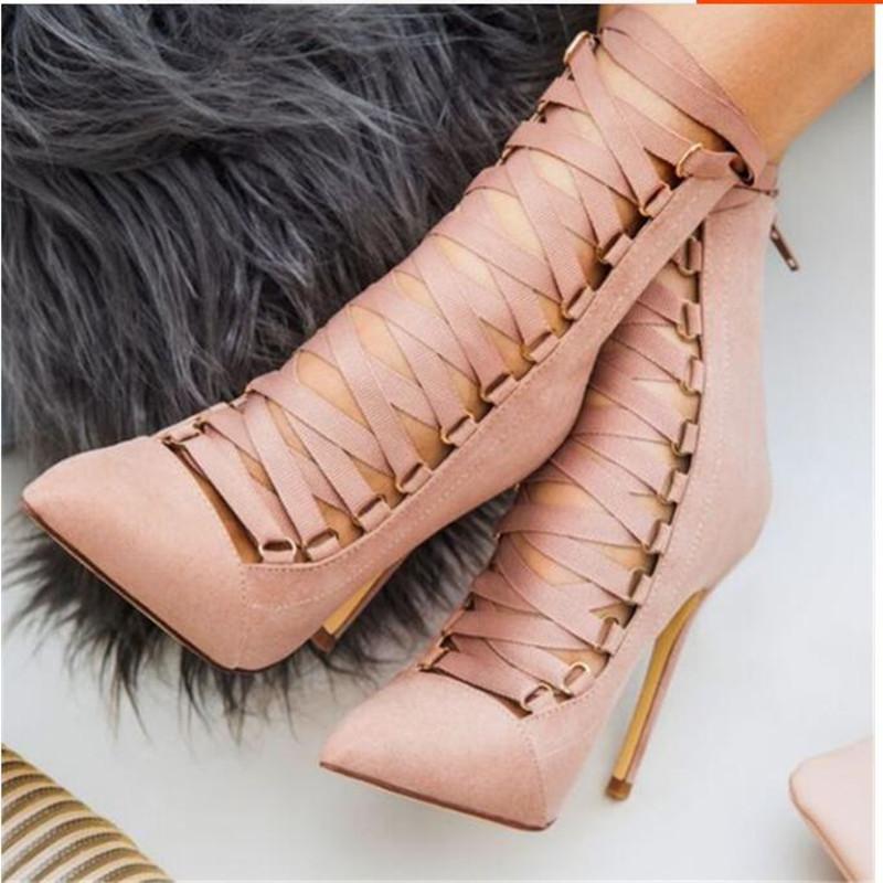 Autumn Winter Ankle Boots For Women Riband Lace Up High Heel Flock Leather Botas Mujer Black Pointed Toe Luxury Designers Botte, As picture
Autumn Winter Ankle Boots For Women Riband Lace Up High Heel Flock Leather Botas Mujer Black Pointed Toe Luxury Designers Botte, As picture