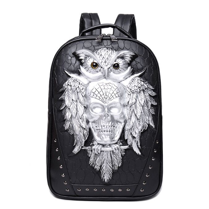 Fashion 3D Embossed Owl Skull Backpack bags for Men travel bag unique Originality women Bag personality Rock Cool Laptop handBags