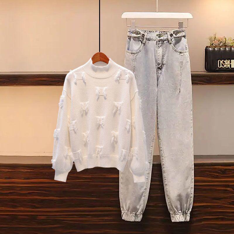 2021 Spring Autumn Women 2 Pieces Set New Fashion Solid Pullover Sweater and Pants Jeans Casual Outfits Suit Female Clothing Z35, White set
2021 Spring Autumn Women 2 Pieces Set New Fashion Solid Pullover Sweater and Pants Jeans Casual Outfits Suit Female Clothing Z35, White set