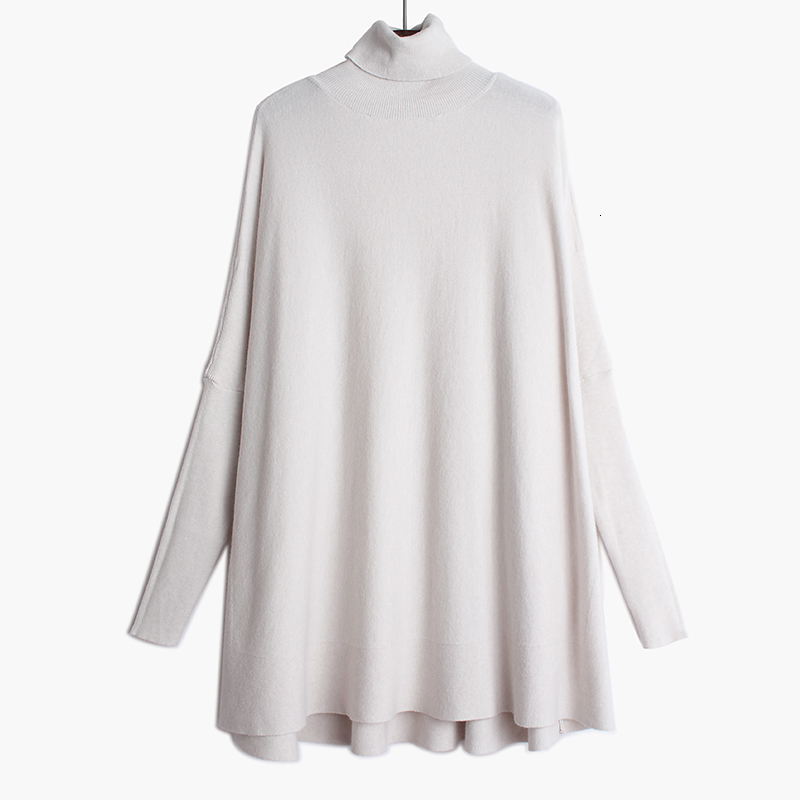 [EAM] Oversized Knitting Sweater Loose Fit Turtleneck Long Sleeve Women Pullovers New Fashion Tide Spring Autumn 19A-a43 201109