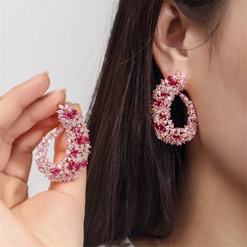 Sterg Sier Marquise Shape White Topaz CZ Dia Stud Earrings for Women