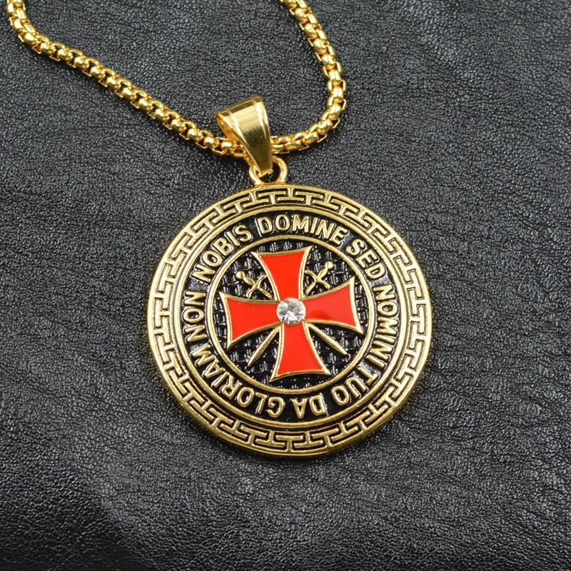 New Stainless Steel Templar Circle Black Enamel Cross Necklaces Gold Color Chain Grooved Biker Punk Pendant Necklace Men Jewelry
New Stainless Steel Templar Circle Black Enamel Cross Necklaces Gold Color Chain Grooved Biker Punk Pendant Necklace Men Jewelry