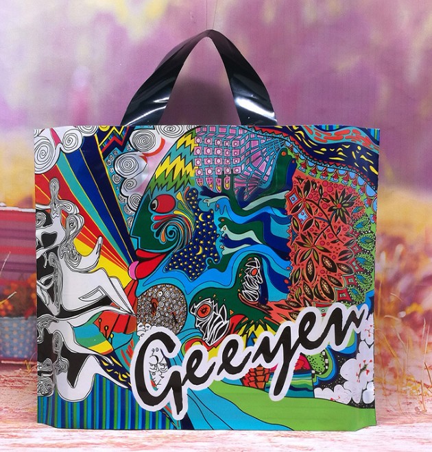 50pcs Plastic bag With Handle Flower Cartoon Cute Gift bag Large Shopping Cloth Party Gift Packaging Bags