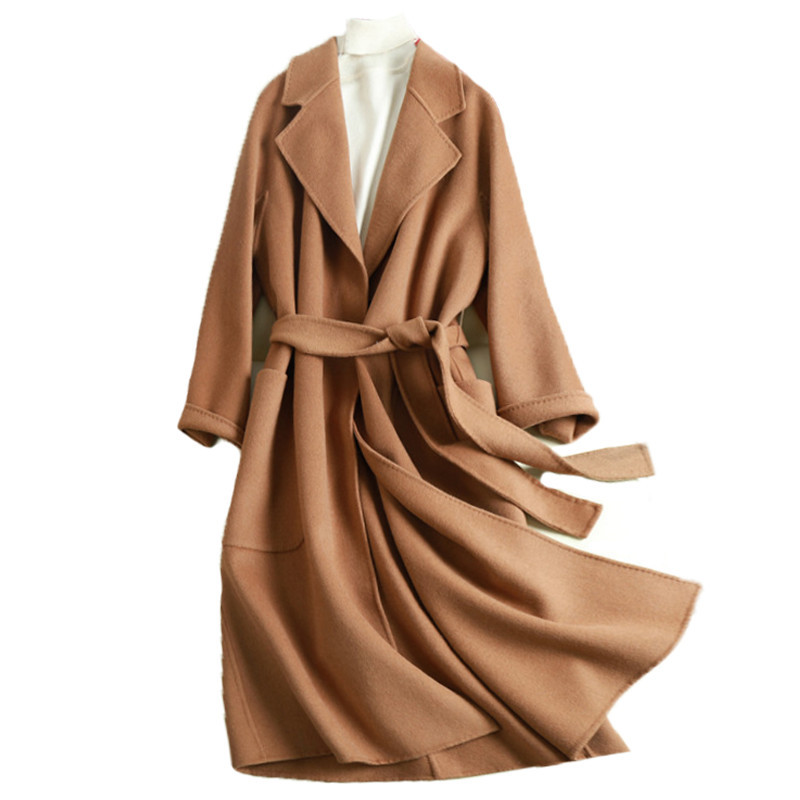 100% Wool coat for women spring jacket new arrival double-sided cashmere alpaca coat women's long woolen coat 201216