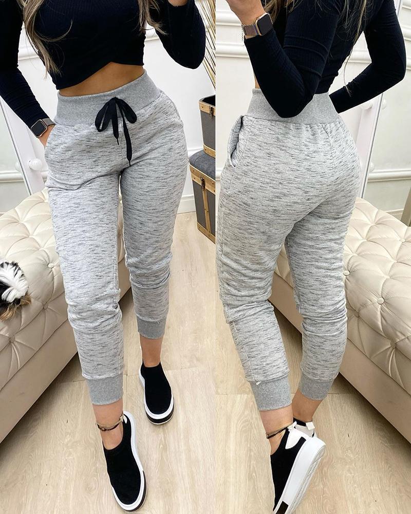 Plain Drawstring Pocket Design Sweatpants Women High Waist Casual Sporty Pants Joggers, Dark grey
Plain Drawstring Pocket Design Sweatpants Women High Waist Casual Sporty Pants Joggers, Dark grey