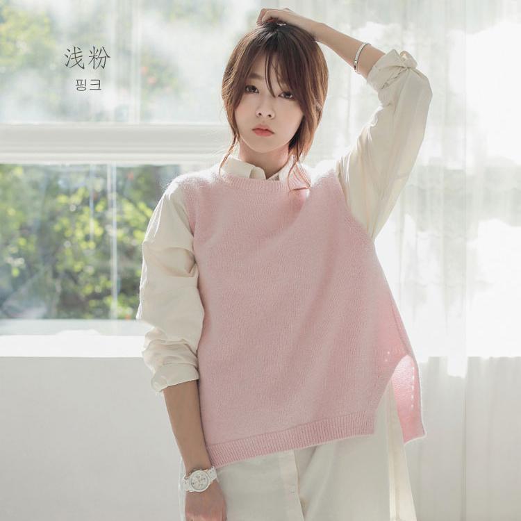 New Autumn And Winter Cashmere Sweater Women 'S Knitted Vest Vest Sling Round Neck Loose Sleeveless Short Wool 201031