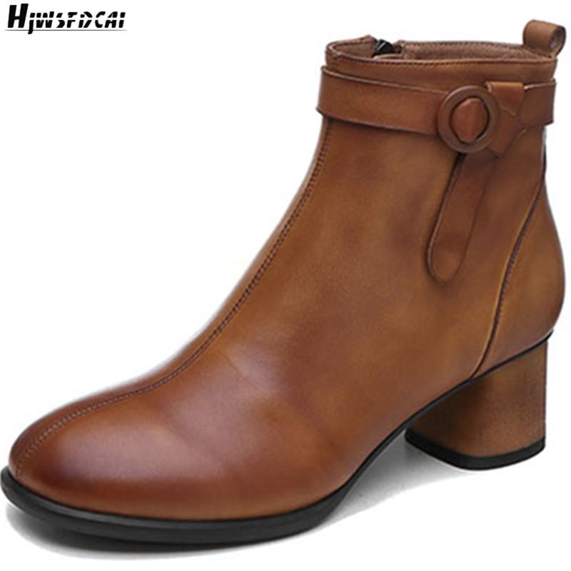 Hjwsfdcai Genuine Leather Fashion Round Toe Women Ankle Boots Wear-Resistant Belt Buckle Woman Outdoor Shoes Botas Altas Mujer, Brown
Hjwsfdcai Genuine Leather Fashion Round Toe Women Ankle Boots Wear-Resistant Belt Buckle Woman Outdoor Shoes Botas Altas Mujer, Brown