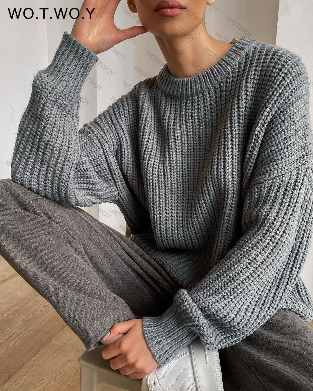WOTWOY Autumn Winter Thiening Oversized Sweater Women Long Sleeve Casual Loose Pullovers Female Cashmere Solid Knitted Tops, 21091-grey
WOTWOY Autumn Winter Thiening Oversized Sweater Women Long Sleeve Casual Loose Pullovers Female Cashmere Solid Knitted Tops, 21091-grey
