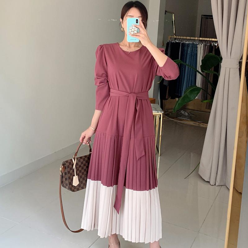 Casual Dresses Autumn Vintage Contrast Stitching Slim High Waist Lace Up Round Pleated Dress Women Long Sleeve Vestido Feminino Elegant, Black;gray
Casual Dresses Autumn Vintage Contrast Stitching Slim High Waist Lace Up Round Pleated Dress Women Long Sleeve Vestido Feminino Elegant, Black;gray
