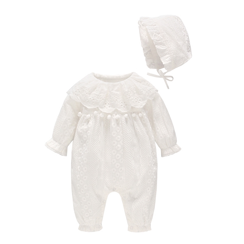 Cute Newborn Rompers Button Clothes with hat Infant Jumpsuit pure Cotton Pajamas 201127