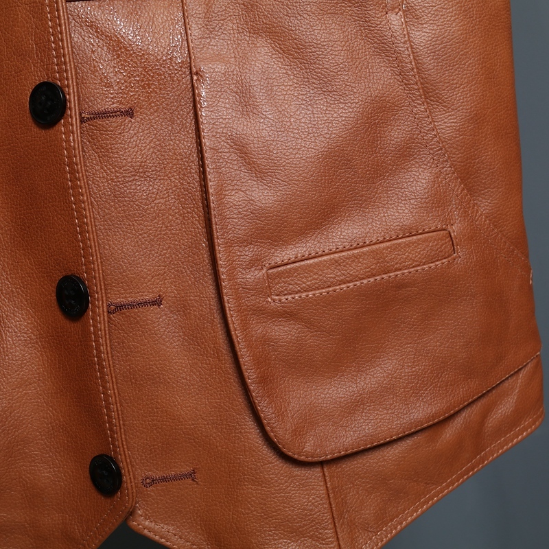 BONJEAN New Arrival Leather Motorcycle Vest Mens Slim Fit Real Brown Cow Genuine Leather Waistcoat Bikers Vest Size L-8XL 201216