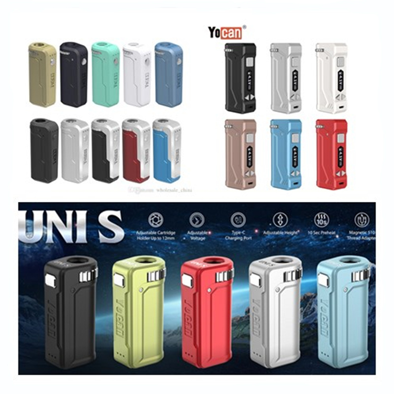 Authentic Yocan UNI S Uni Uni Pro Mod Battery Adjustable Diameter Preheat 400mah 650mah 11 Colors Yocan e-cigarette
Authentic Yocan UNI S Uni Uni Pro Mod Battery Adjustable Diameter Preheat 400mah 650mah 11 Colors Yocan e-cigarette