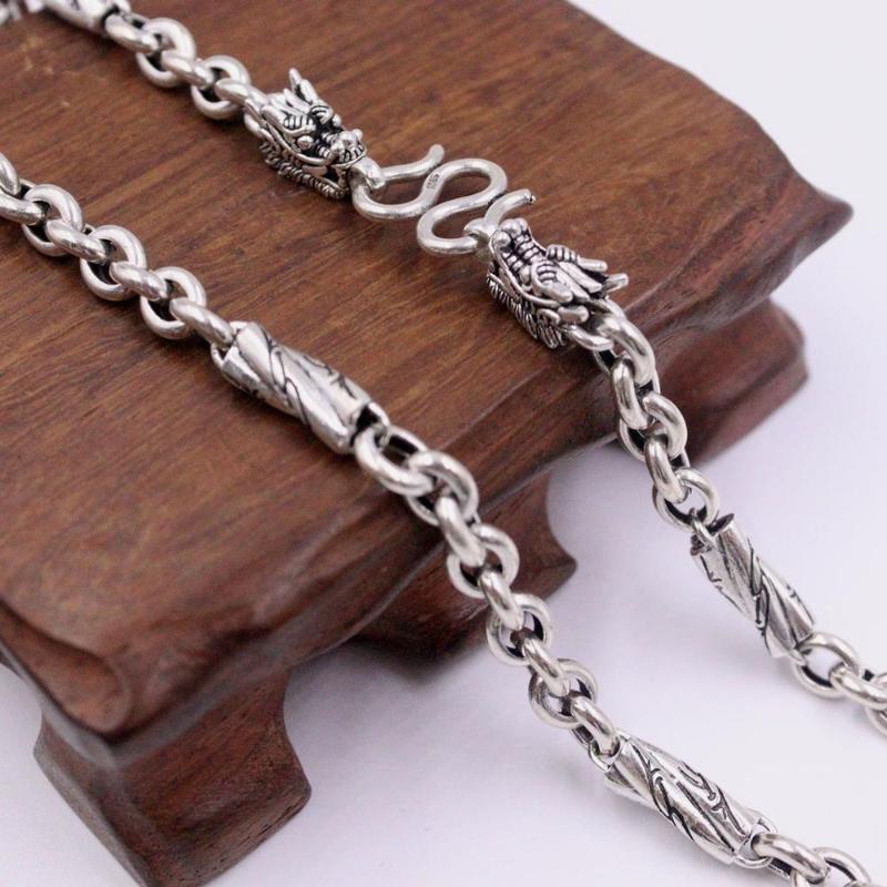 Pure 925 Sterling Silver Necklace Width 6mm New Rolo Link Chain Warp Pattern Bead Dragon Head 21.65"L, 23.62"L 25.59"L For Man
Pure 925 Sterling Silver Necklace Width 6mm New Rolo Link Chain Warp Pattern Bead Dragon Head 21.65"L, 23.62"L 25.59"L For Man