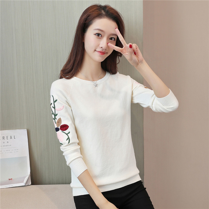 New Fashion Women Autumn Spring Embroidery Flower Sweater Pullovers Casual Warm Female Knitted Sweaters Pullover Lady 201111wtt