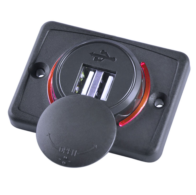DC12 24V 3.1A Panel Mount Dual USB Socket Charging Seat Bus Charger With LED Ring, Black
DC12 24V 3.1A Panel Mount Dual USB Socket Charging Seat Bus Charger With LED Ring, Black