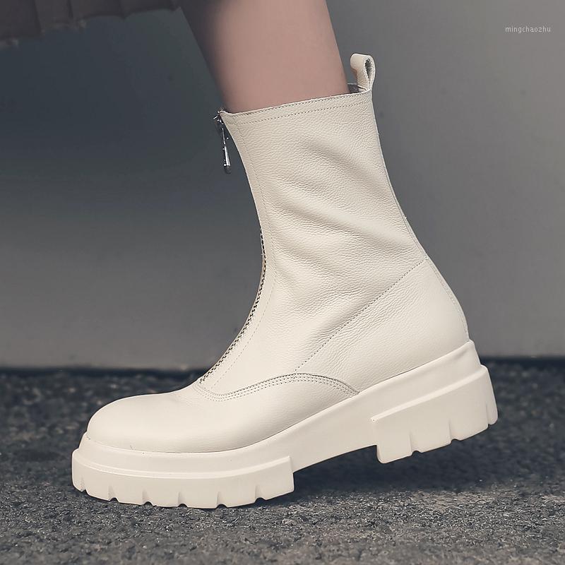 Women Genuine Leather Boots fashion Handmade cow leather patent short boots Front zipper platform short Tube circ1, White
Women Genuine Leather Boots fashion Handmade cow leather patent short boots Front zipper platform short Tube circ1, White
