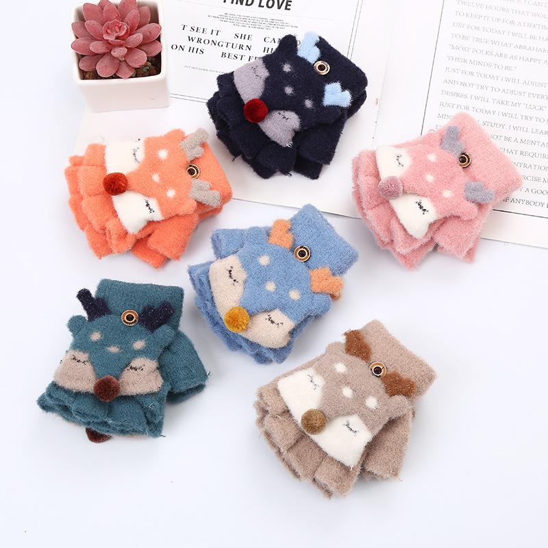 Winter Children Warm Jacquard Gloves Cute Sika Deer Flip Half-Finger Woolen Knitted Gloves Girl Boy Kids Lovely Animal Mittens
Winter Children Warm Jacquard Gloves Cute Sika Deer Flip Half-Finger Woolen Knitted Gloves Girl Boy Kids Lovely Animal Mittens