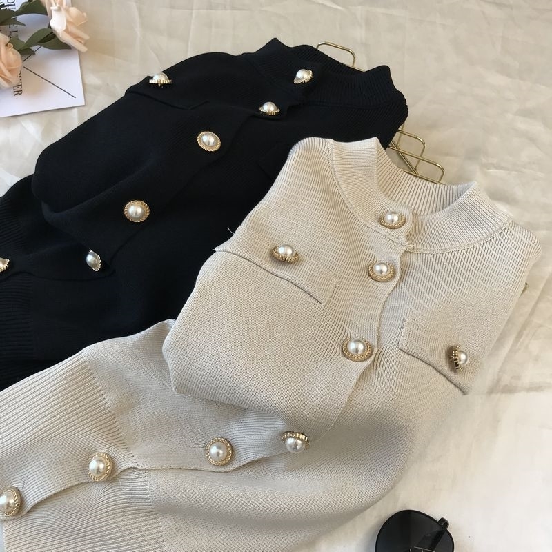 asual Autumn winter Women thick Sweater Pullovers long sleeve button o-neck chic Sweater Female Slim knit top soft jumper 201030wtt