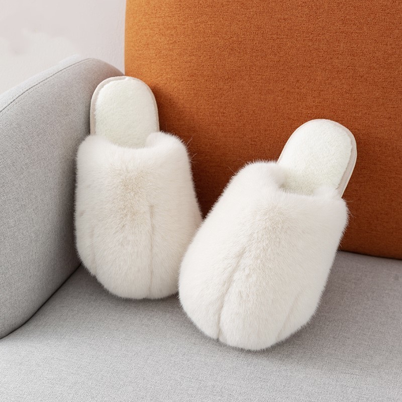 Suihyung Winter Women Fluffy Soft Warm Indoor Home Cute Cat Paw Fur Slides Couple Plush Slippers Furry Flat Shoes Y200424