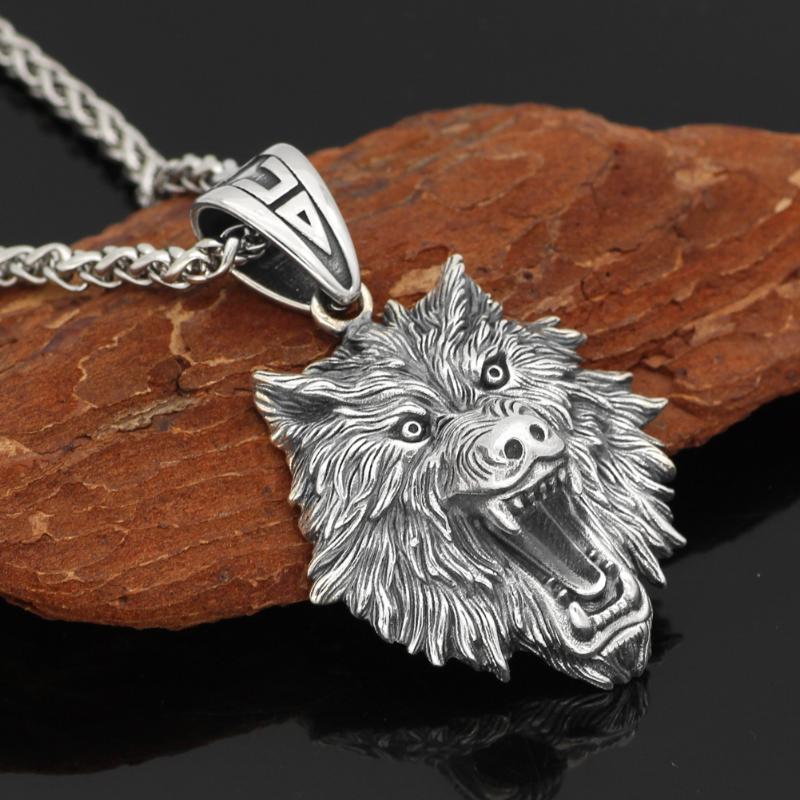 Nordic viking Odin wolf with wolf head Geri and Freki necklace Stainless steel for men with valknut gift bag
Nordic viking Odin wolf with wolf head Geri and Freki necklace Stainless steel for men with valknut gift bag
