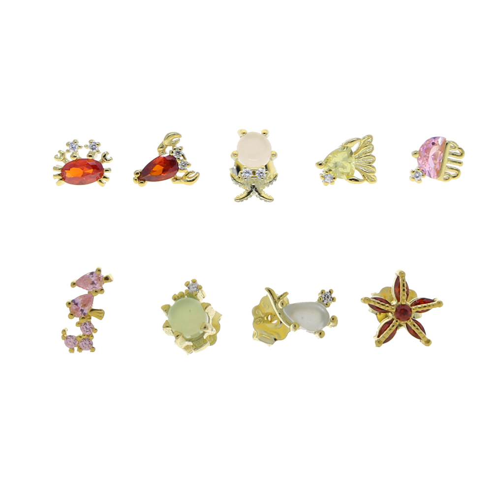 2021 summer collection 100 925 sterling silver gold plated earrings cute lovely sea animal mini tiny stud earring for girl wholesale