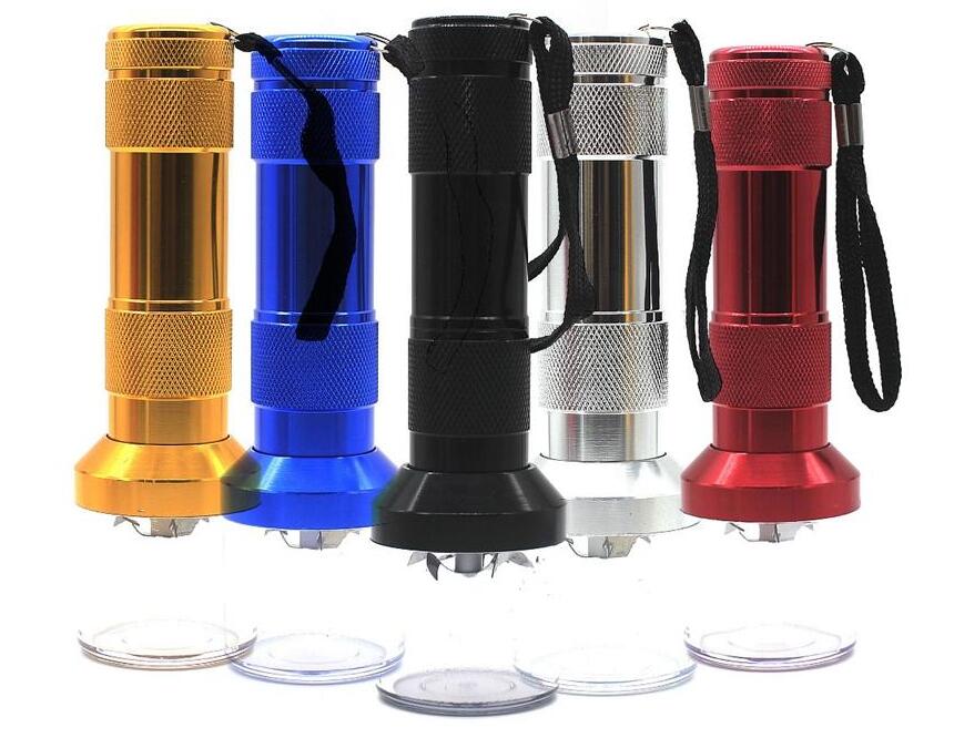 Aluminum Electric Tobacco Grinder Crusher Herb Smoke Grinders Flashlight Pollen Cigarett Aluminum Alloy Metal Handheld Chopper 5Colors DHL
Aluminum Electric Tobacco Grinder Crusher Herb Smoke Grinders Flashlight Pollen Cigarett Aluminum Alloy Metal Handheld Chopper 5Colors DHL