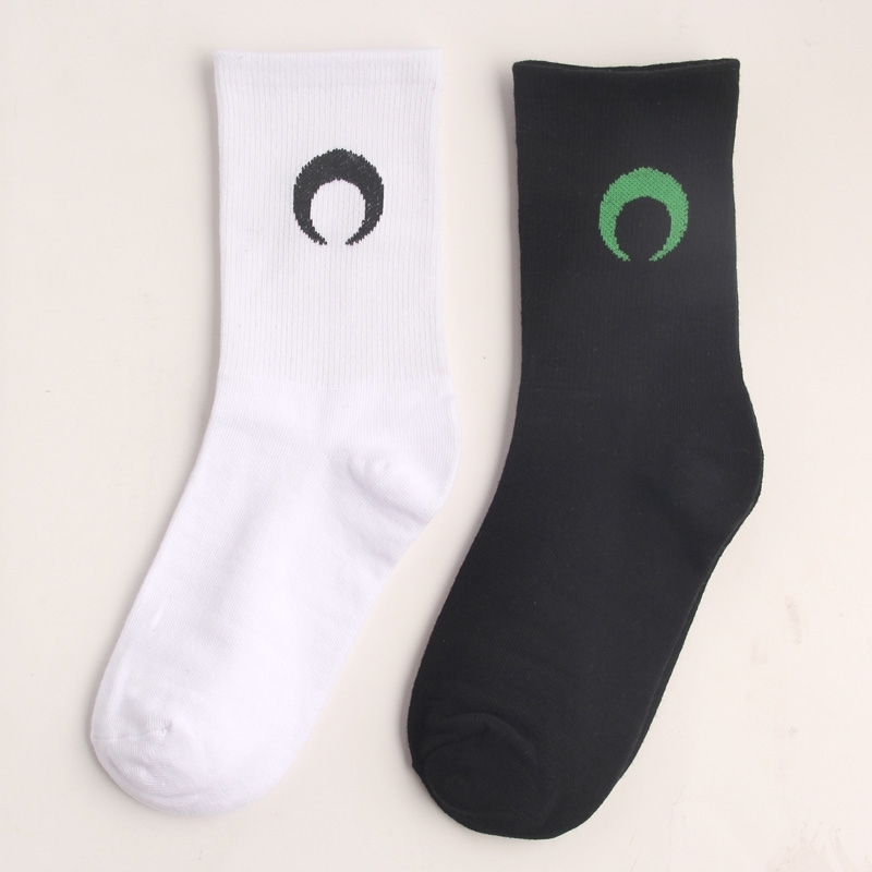 Fashion marine Serre style crescent moon embroidered cotton sport mid sleeve socks for men and women, Black
Fashion marine Serre style crescent moon embroidered cotton sport mid sleeve socks for men and women, Black