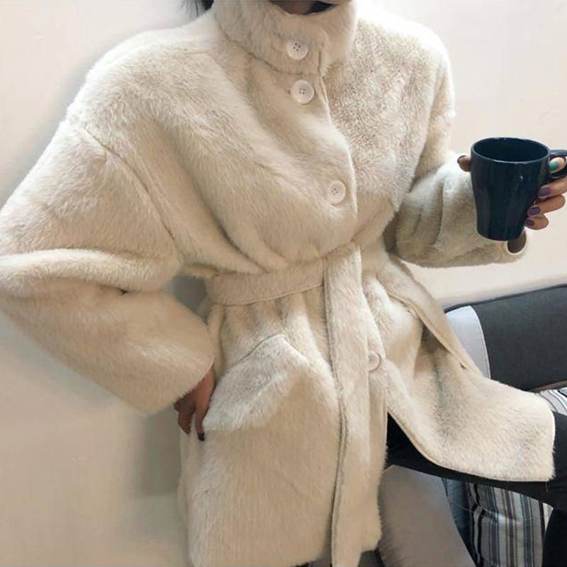Winter Thick Solid Women Fur Jacket Outwear Lady Faux Fur Sashes Korean Fashion Coats Female Warm Coats Jackets, White
Winter Thick Solid Women Fur Jacket Outwear Lady Faux Fur Sashes Korean Fashion Coats Female Warm Coats Jackets, White