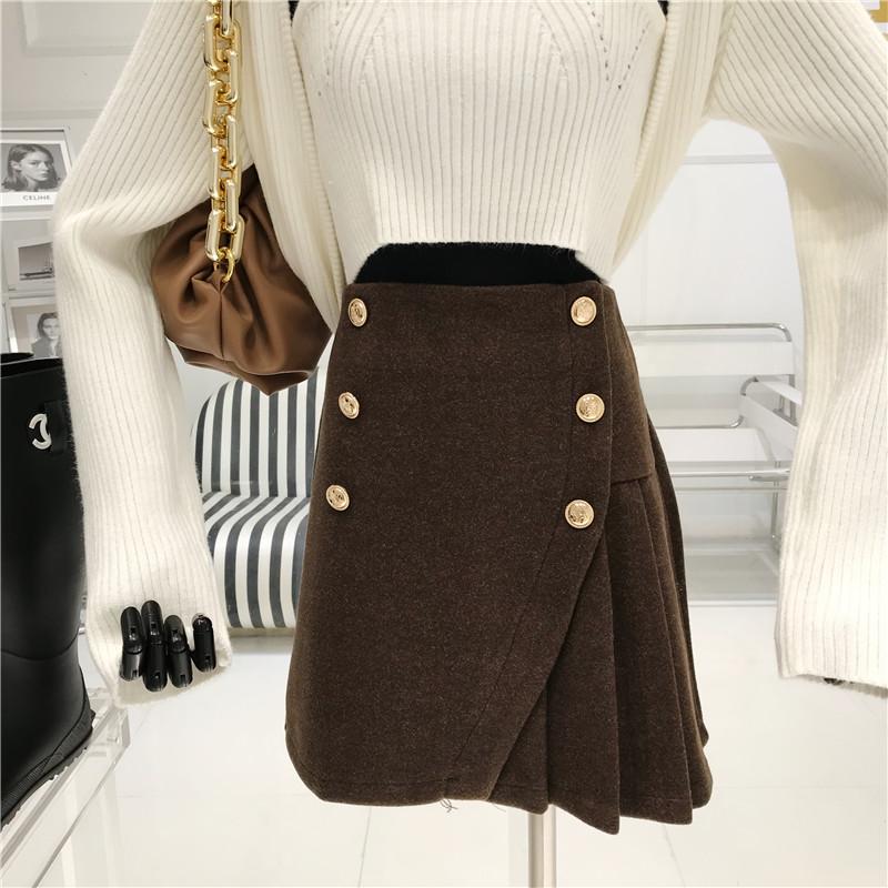 High Waisted Woolen Skirt Women Autumn/Winter 2020 Niche Design Fashion Package Hip Skirt Irregular Double Breasted Short, Black
High Waisted Woolen Skirt Women Autumn/Winter 2020 Niche Design Fashion Package Hip Skirt Irregular Double Breasted Short, Black