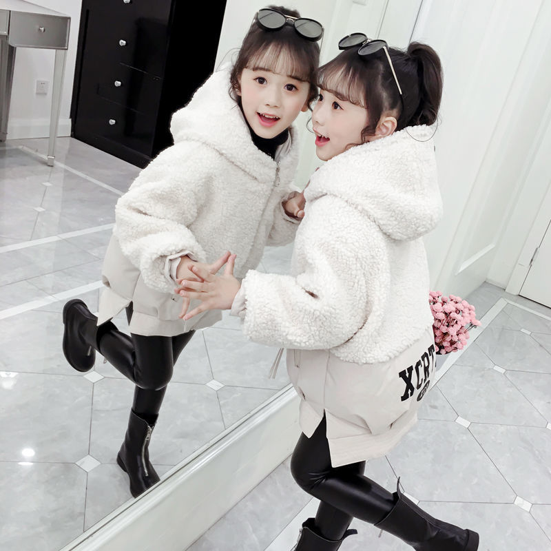 Girls Cotton-padded Jackets Autumn and Winter Children's Clothing 3-13 Years Old Fashionable Zipper Hooded Kids Clothes LJ201130