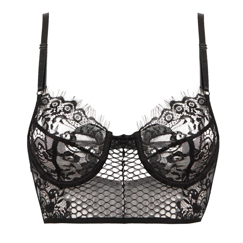 Erotic Lingerie Lace Bra Top for Sexy Womens See-through Floral Underwired Unlined Bra Ladies Hollow Out Lingerie Brassiere, Black
Erotic Lingerie Lace Bra Top for Sexy Womens See-through Floral Underwired Unlined Bra Ladies Hollow Out Lingerie Brassiere, Black