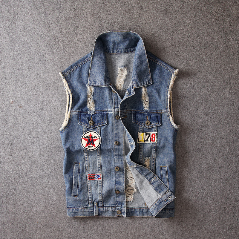 2021 New Fashion Streetwear Retro Blue Patches Designer Ripped Hip Hop Denim Vest Men Sleeveless Biker Chaqueta Veste Homme Pq56
2021 New Fashion Streetwear Retro Blue Patches Designer Ripped Hip Hop Denim Vest Men Sleeveless Biker Chaqueta Veste Homme Pq56
