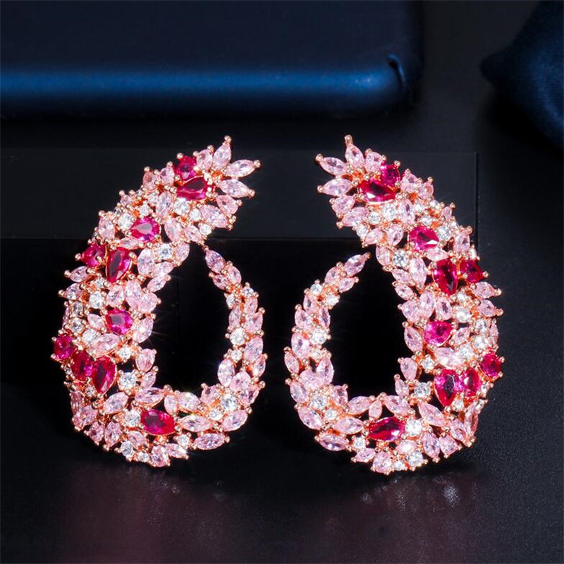 Sterg Sier Marquise Shape White Topaz CZ Dia Stud Earrings for Women