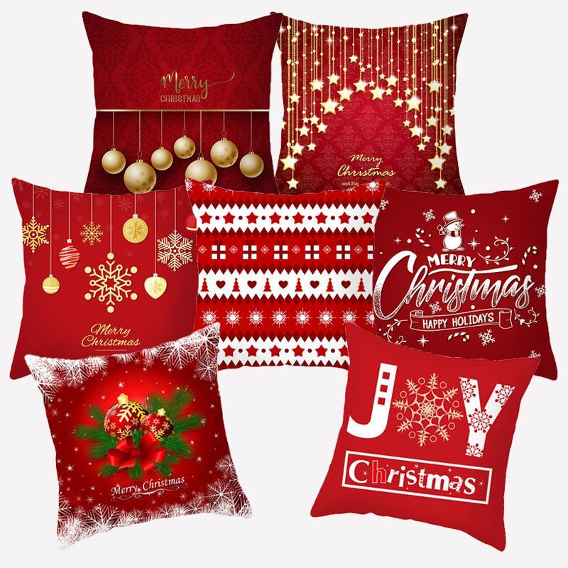 

Christmas Pillow Covers Santa Claus Cushion Cover Decorative Polyester Sofa Cushions 45x45 Red Merry Christmas Deer Pillowcases1, 10301-338