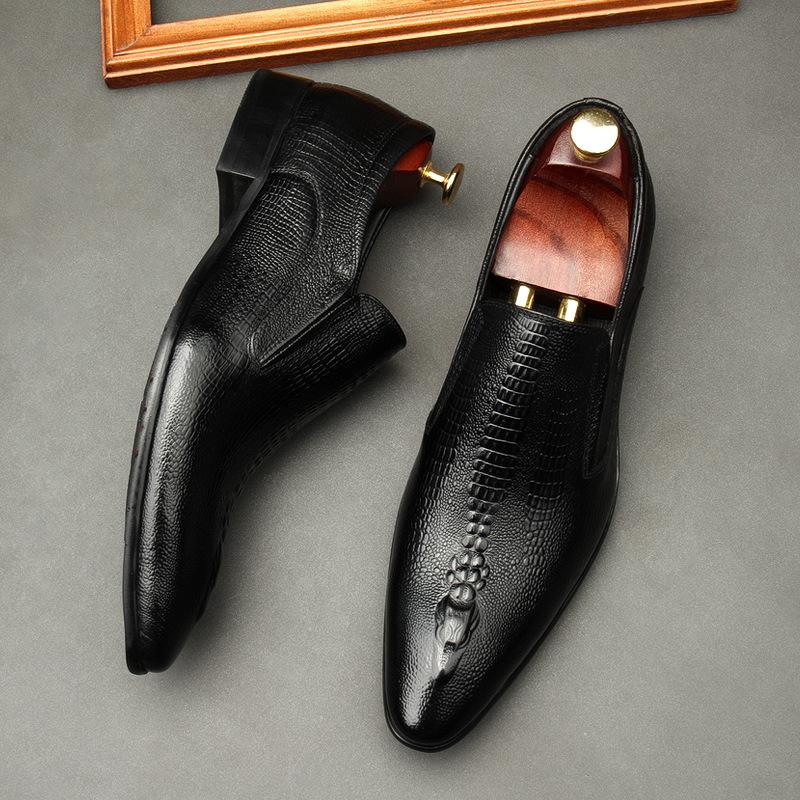 Dress Shoes Handmade Mens Wedding Oxford Black Khaki Genuine Leather Brogue Men's Slip On Business Formal For Men1