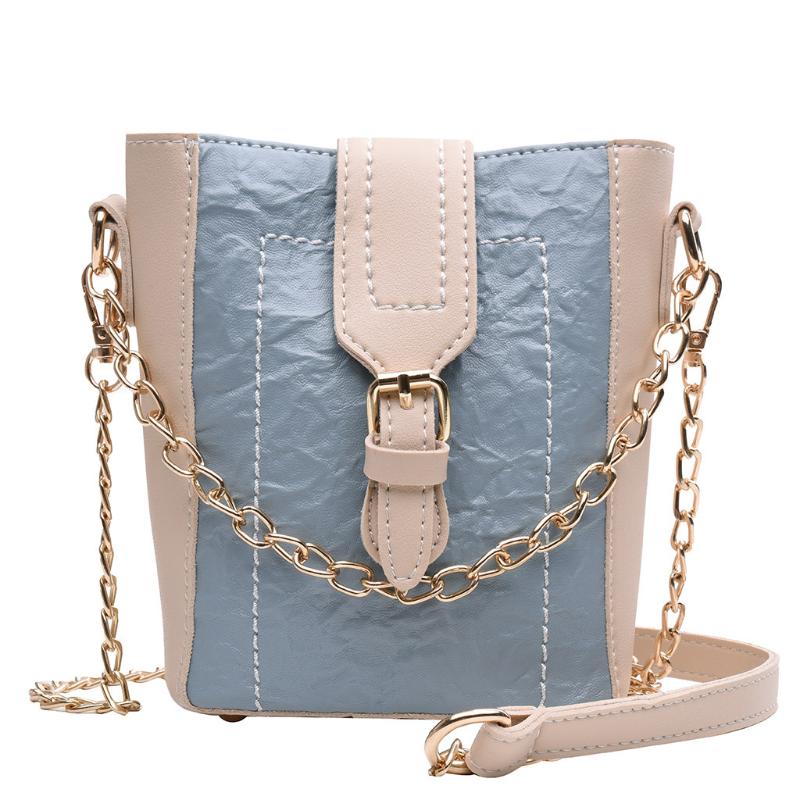 Ladies Bag New Small New Paper Crease Chain Bag Small Square Shoulder Diagonal Package Student Sac Main Femme #S, Khaki 
Ladies Bag New Small New Paper Crease Chain Bag Small Square Shoulder Diagonal Package Student Sac Main Femme #S, Khaki