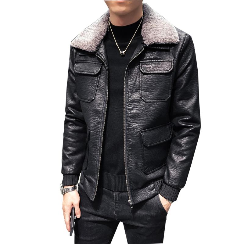 2020 New Korean Style Black Faux Leather Jacket Men Slim Fit Multi-pocket Wool Liner Collar Winter Warm Mens Windbreakers Coat
2020 New Korean Style Black Faux Leather Jacket Men Slim Fit Multi-pocket Wool Liner Collar Winter Warm Mens Windbreakers Coat