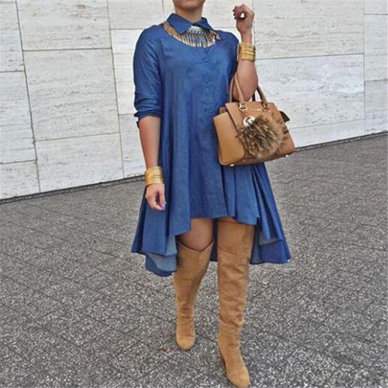 Casual Dresses Hirigin Autumn Dress Women Jeans Office Lady Denim Irregular Length Long Sleeve Buttons Vestidos, Blue
Casual Dresses Hirigin Autumn Dress Women Jeans Office Lady Denim Irregular Length Long Sleeve Buttons Vestidos, Blue