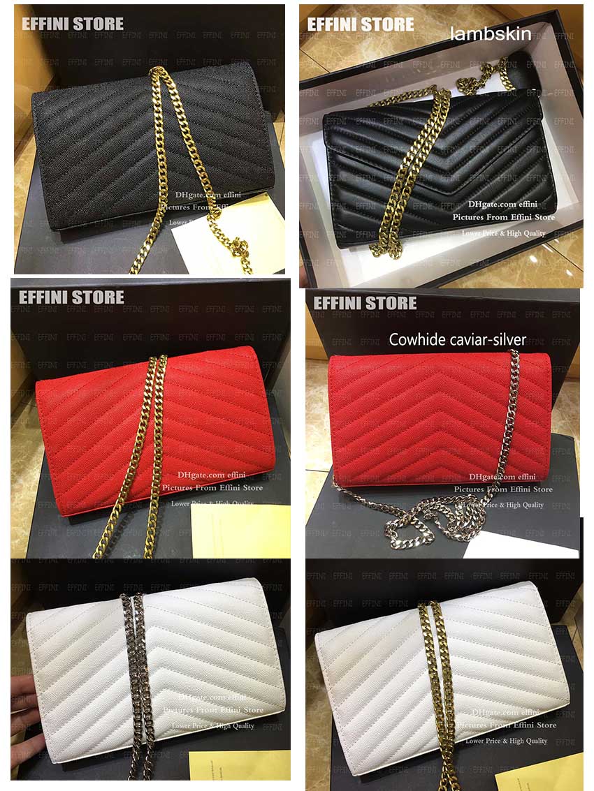 Lambskin Caviar Crossbody Shoulder Bag Women Luxurys Designers Handbags Purse High Quality Black Fashion Genuine Leather Clutch Chain Cross Body Bags Wholesale, 19cm caviar black-silver chain
Lambskin Caviar Crossbody Shoulder Bag Women Luxurys Designers Handbags Purse High Quality Black Fashion Genuine Leather Clutch Chain Cross Body Bags Wholesale, 19cm caviar black-silver chain