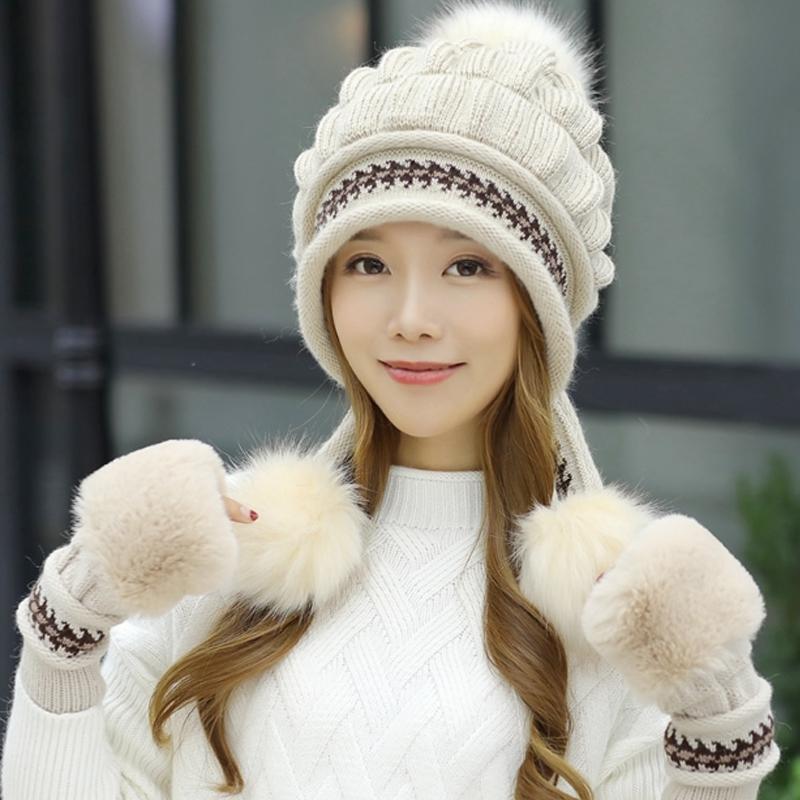 Winter Girls Thicken Ski Snow Cap Women Knitted Hat Fleece Beanie Skullies Hat Warm Gloves set, White
Winter Girls Thicken Ski Snow Cap Women Knitted Hat Fleece Beanie Skullies Hat Warm Gloves set, White