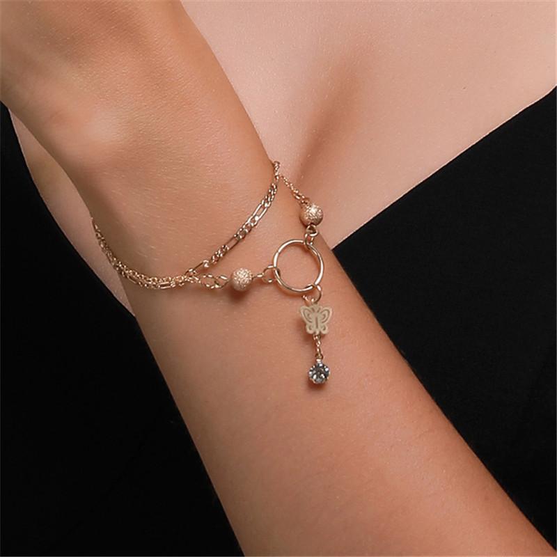 Charm Bracelets Summer Double Layer Ladies Bracelet Crystal Pendant Alloy Hollow Out Butterfly Fashion Jewelry
Charm Bracelets Summer Double Layer Ladies Bracelet Crystal Pendant Alloy Hollow Out Butterfly Fashion Jewelry