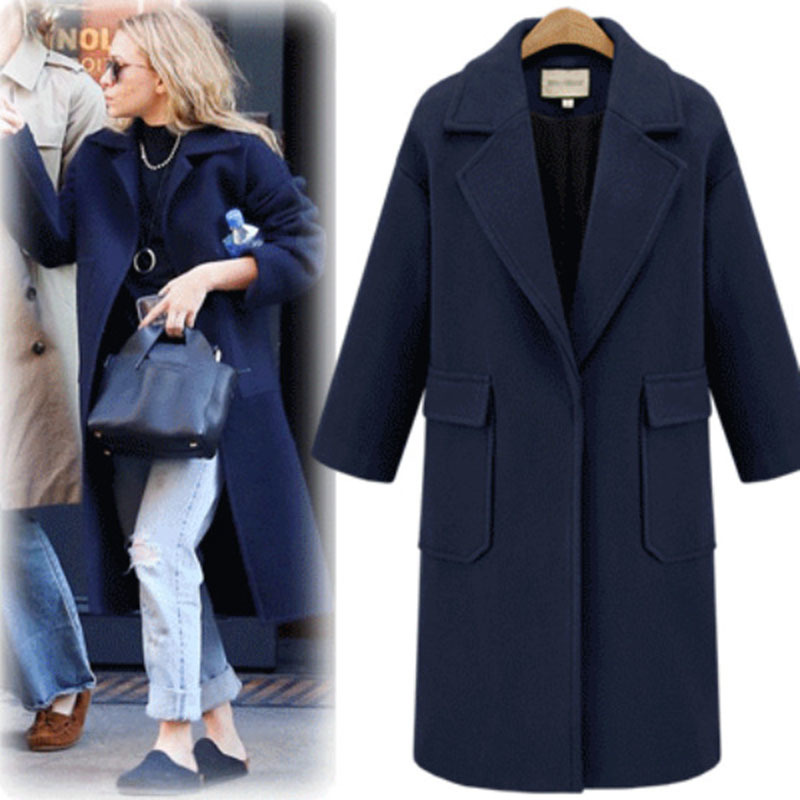 Autumn Winter Long Coat Women Casual Plus Size Slim Solid Soft Wool Blazers Jacket Female Elegant Loose Overisze Outwear 201216